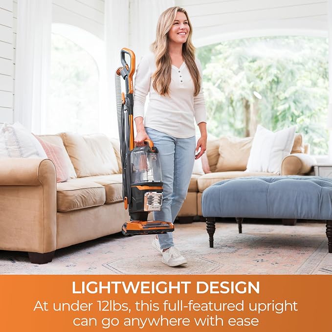 Kenmore DU4080 Featherlite Lift-Up Bagless Upright Vacuum 2-Motor Power Suction Lightweight Carpet Cleaner with HEPA Filter, 2 Cleaning Tools for Pet Hair, Hard Floor, Orange