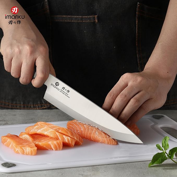 imarku 8 Inch Japanese Chef Knife,Single-Bevel Edge HC Steel Kitchen Knife | Versatile Chef Knife,Ultra-Sharp 13° Angle Rust-Resistant,For Right and Big Hands,Anti-slip Pakkawood Handle,Gift for Men