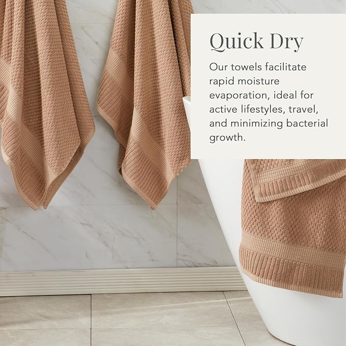 NY Loft 100% Cotton 2-Pack Oversized Bath Towel Set | Taupe | Quick-Dry | Two Oversized 35" x 70" Bath Towels / Bath Sheets | Super Absorbent | Designer-Styled Texture