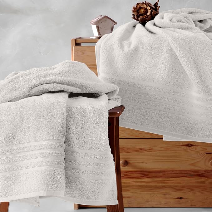 Hawmam Linen Jumbo Large Bath Sheets Towels 2 Pack Soft and Absorbent, Premium Quality 100% Cotton Towels (Ice Silver, Bath Sheet)