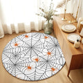 Round Area Rug 6', Halloween Washable Area Rugs for Living Room Kitchen Bedroom Nursery Dining Room, Black Net Classic Spiders Gingham Orange Non Slip Door Mat Indoor Floor Throw Circle Carpet