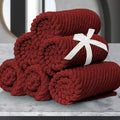 VOOVA & MOVAS Washcloths 6PC, 100% Cotton, 13x13 in, Burgundy Red | Quick Dry, Thick, Soft, Absorbent, Face Towels For Bathroom, Towel Gift Set, Great For Spa, Home, Travel