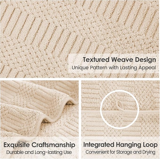 JML Microfiber Bath Towels, Camel, 30" x 60", Set of 2 | Hanging Hook, Lint Free, Oversized, Soft, Super Absorbent, Fast Drying, Use for Sport, Fitness, Yoga, Diamond Cross Grid