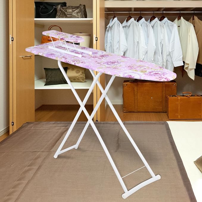 Folding Ironing Board, Extra-Wide Adjustable Height Iron Board with Folding Legs, Exquisite Pattern,Smooth Edge,Good Load-Bearing, Non-Slip Iron Board for Home Bathroom (42.13" x 30.71" x 11.81")