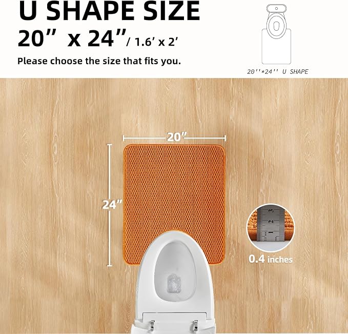 TYUU Toilet Rug, Thin Toilet Rugs U Shaped Washable Non Slip Absorbent Quick Dry Low Pile Toilet Mat, Orange 20"x24" U Shape