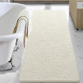 LOCHAS Luxury Bathroom Rug Shaggy Bath Mat 24 x 60 Inch, Cream White | Washable Non Slip Bath Rugs for Bathroom Shower, Soft Plush Chenille Absorbent Carpets