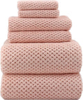 YTYC 39x78 Bath Sheets Set,Towels for Bathroom,Pink,6-Pieces | 2 Extra Large Bath Towels, 2 Hand Towels, 2 Washcloths, Super Soft,Highly absorbent,Hanging Loop,80% Polyester