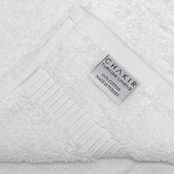Chakir Turkish Linens 4 Piece Large Bath Towels, 100% Cotton Turkish Towels for Bathroom, Luxury Soft Absorbent Bath Towel Set, 27 x 54 Inches, White
