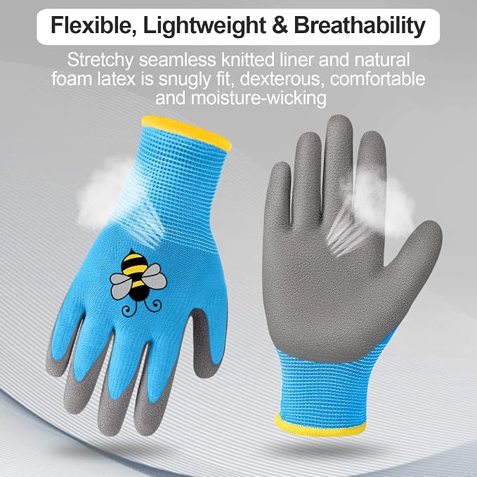 18 Pairs Kids Gardening Gloves Foam Rubber (Small (Age 3-5)) | Children Garden Work Gloves Waterproof Rubber Coated Yard Work Gloves for Kids Toddlers Youth Boys Girls