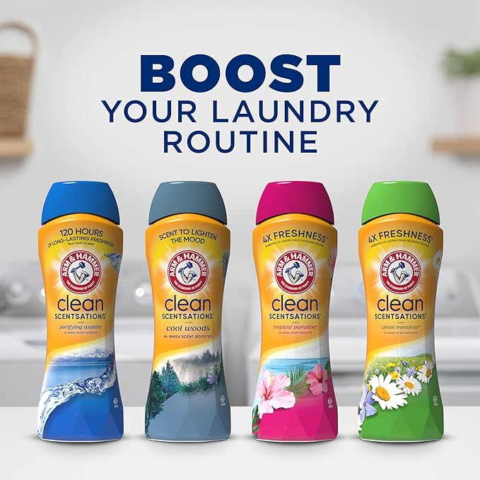 ARM & HAMMER Clean Scentsations In-Wash Scent Booster,Laundry Scent Booster Clean Meadow-scent,24 Oz,(Pack of 4)