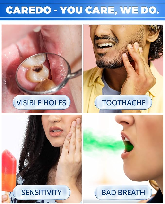 CAREDO Cavity Repair Toothpaste Cure Tooth Cavities Dental Caries Remineralizing with Hydroxyapatite Toothpaste Treatment Tooth Decay for Adults, Home School or Travel (New Flavor 100g*1), Grey White