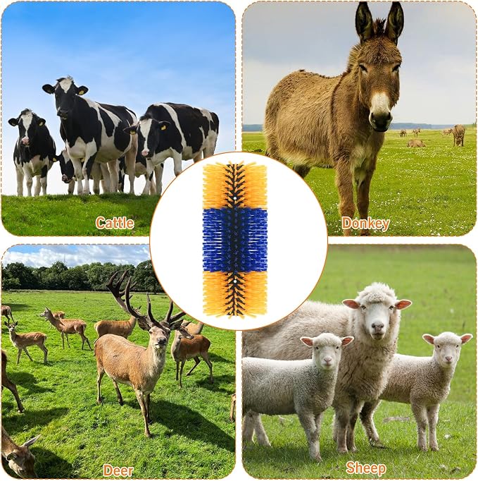 Livestock Scratching Brush Goat Scratcher Full Massage Grooming Brush with 4 Screws for Cattle, Sheep, Horses, Pigs