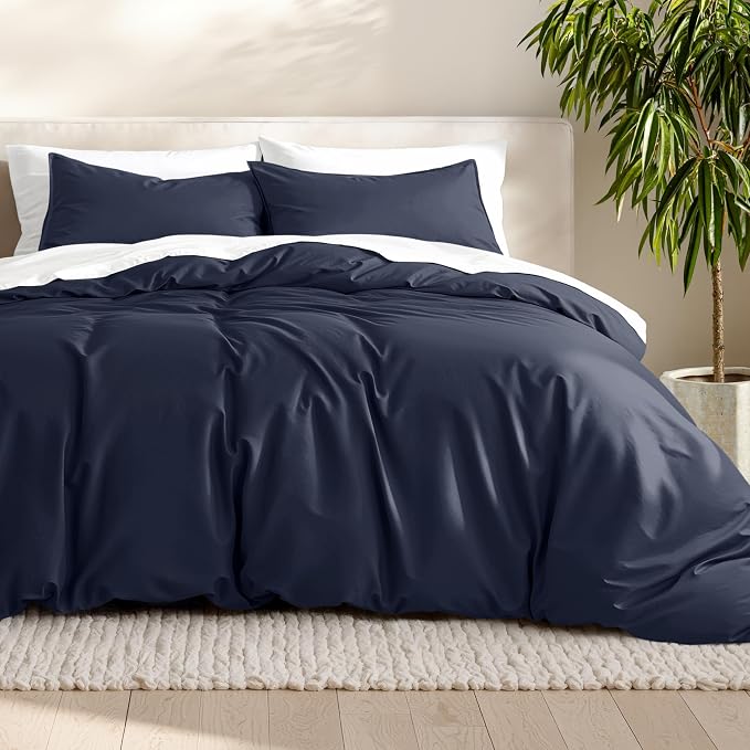 Bare Home Bedding Duvet Cover California King Size - Premium 1800 Super Soft Collection - Lightweight, Cooling - Soft Breathable Bedding Duvet Cover (Cal King, Midnight Blue)