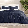 Bare Home Bedding Duvet Cover Queen Size - Premium 1800 Super Soft Collection - Lightweight, Cooling - Soft Breathable Bedding Duvet Cover (Queen, Midnight Blue)