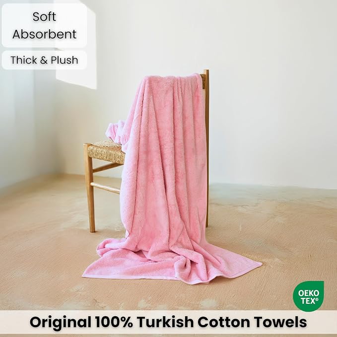 SALBAKOS Luxury 100% Turkish Cotton Bath Sheet 40x80 (1-Piece, Rose Pink) | Extra Large Jumbo Oversized Bathroom and Beach Towel, Super Soft Highly Absorbent Thick Premium Hotel Quality, Made in Turkey