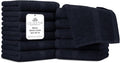 Villa Celestia 100% Cotton Wash Cloth for face & Body Set of 12, (12 x 12 inches) Sustainable, Soft, Highly Absorbent, Combed Cotton Wash Cloths Pack of 12 for Hotels, Spa, Bathroom, Dorm, Black