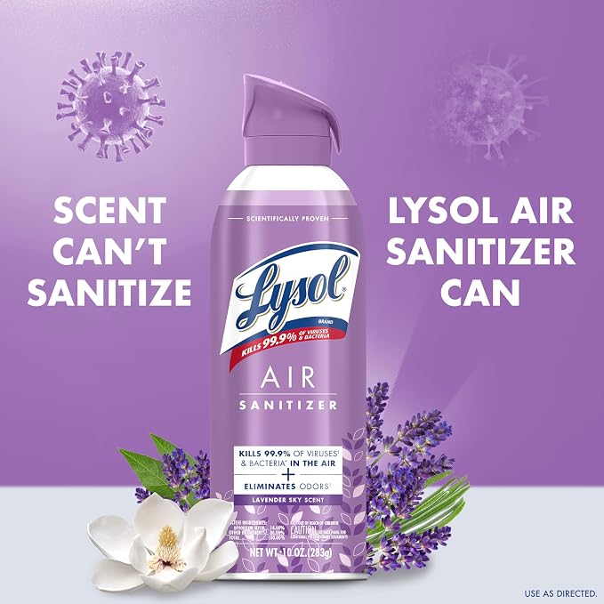Lysol Air Sanitizer with Bacterial Odor Eliminator for Home & Office, Air Freshener Alternative, Simple Fresh Scent, 10 oz (Pack of 3)