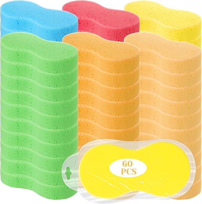 Vesici 60 Pcs Large Wash Sponge for Field Day Car Wash Water Games Large Car Sponge for Household Cleaning and Water Games