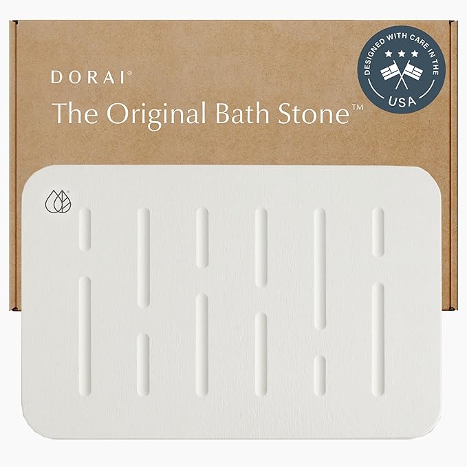 Dorai Home Stone Bath Mat - Premium Diatomaceous Earth Bath Floor Mats with Non-Slip Base, Fast-Drying Modern Shower Mat for Bathroom | Rain Sandstone - 23.6"x15.4"