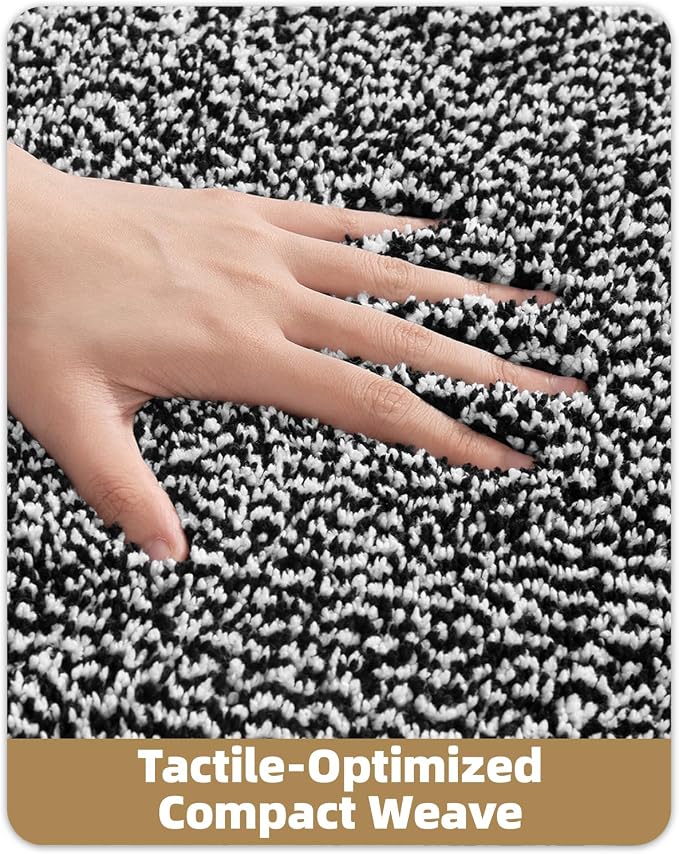 Color&Geometry Simple and Stylish Small Bath Mats for Bathroom Non Slip, 16"x24" Black and White Bathroom Rugs, Absorbent, Soft, Washable, Microfiber Bathmat Shower Mat Outside Shower