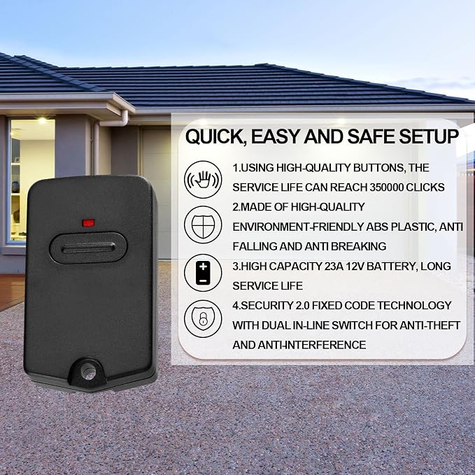 Kingdder 4 Pcs Gate Opener Remote Compatible with Mighty Mule RB741 Gate Control Remote Works Compatible with GTO RB741/FM135 Transmitter Control Single Button Garage Door Controller Replacement