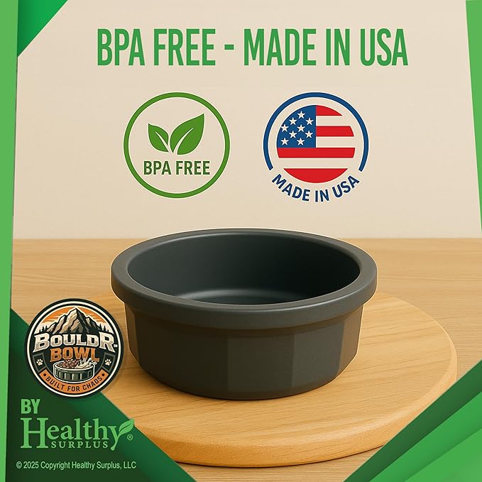 Pet Crock Bowl - 2 Pack – Thick Durable Plastic Non-Tip Food & Water Dish for Dogs, Cats - Indoor/Outdoor - Chew Resistant, Easy Clean BouldrBowl from Healthy Surplus® (Pink, 48oz Large)