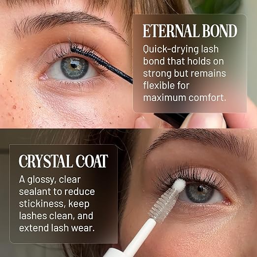 Lilac St Lash Bond and Seal Kit, Eternal Bond & Crystal Coat, Black | Long-Lasting Lash Adhesive & Sealant System for Eyelash Clusters with Flexible Hold & Crystal Coat Finish