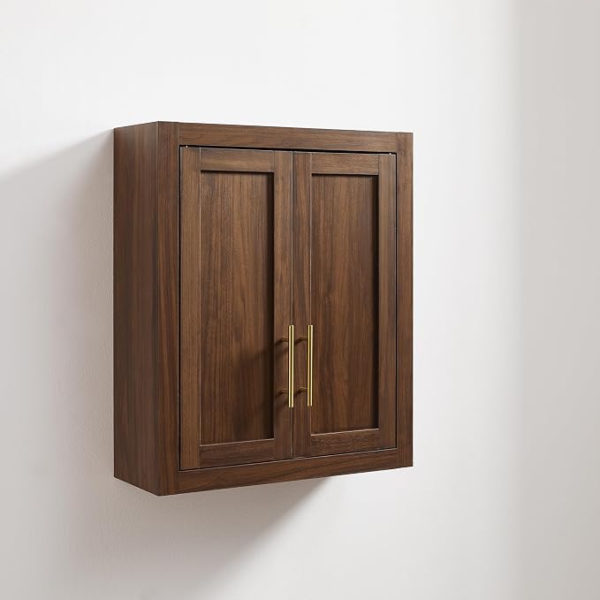 Crosley Furniture Savannah Wall Mounted Bathroom Storage Medicine Cabinet with Shelves, Walnut