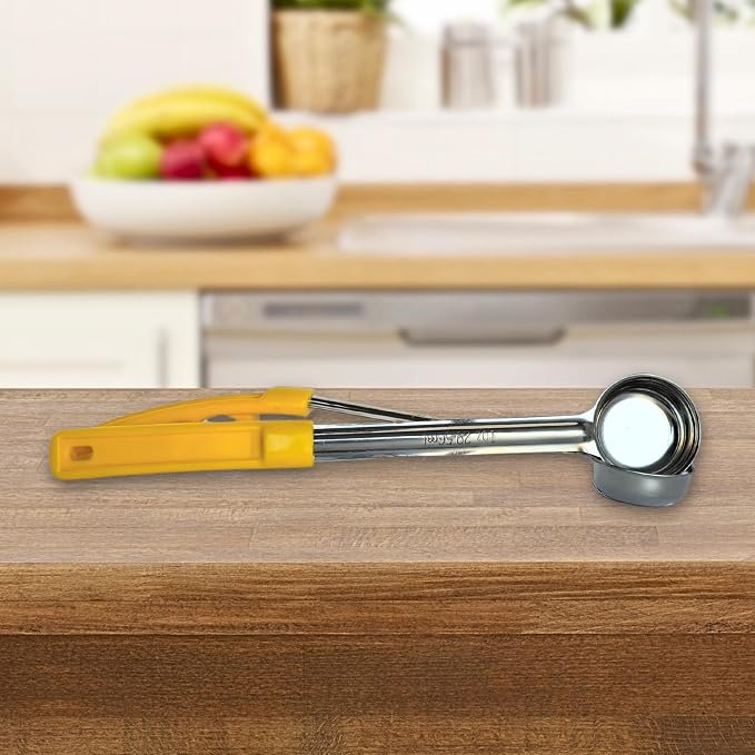 1 oz Solid Stainless Steel Portion Control Ladle Spoon | Commercial-Grade Spoodle for Portioning & Serving - Soups, Sauces & Buffet Service. Color-Coded by Size. Dishwasher Safe.