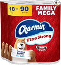 Charmin Ultra Strong Clean Touch 2-Ply Toilet Paper, 18 Family Mega Rolls = 90 Regular Rolls, White