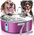 Smartoo 7L/236oz Stainless Steel Dog Water Fountain for Large Dogs, Pink | 25dB Ultra-Quiet Automatic Pet Water Dispenser with Deeper Bowl, 4-Stage Filtration,Ideal for Big Breeds,Multi-Pet Households