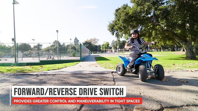 Razor Dirt Quad Electric 4-Wheeler Ride-On for Kids Ages 8+, 120 lb Max Weight – 350W Motor, Up to 8 Mph, 40-Min Run Time on High Speed, Twist-Grip Throttle, Steel Wheels with 12” Pneumatic Tires