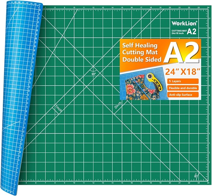 WORKLION 18'' x 24'' Large Self Healing PVC Cutting Mat, Double Sided, Gridded Rotary Cutting Board for Craft, Fabric, Quilting, Sewing, Scrapbooking - Art Project…