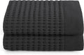 GILDEN TREE Waffle Hand Towels for Bathroom Quick Dry Large Luxury Lint Free Super Absorbent Cotton Hand Towels Set of 2, Modern Style (Faded Black)