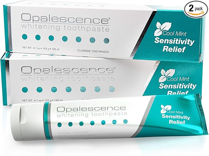 Opalescence Whitening Toothpaste for Sensitive Teeth, Mint (2 Pack) 5167-2 | 4.7 oz Toothpaste With 5% Potassium Nitrate and Fluoride to Help Relieve Sensitivity, Strengthen Enamel, and Remove Stains