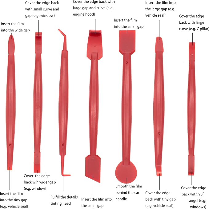 Spanno Vinyl Wrap Tool Kit for Cars, Window Tint Tools Includes Squeegees | Car wrap kit includes squeegee, towel, vinyl gloves, 7 kinds of edge squeegee and utility knife