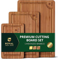 ROYAL CRAFT WOOD Wooden Cutting Boards for Kitchen Appliances - Non Toxic Bamboo Wood Cutting Board Set with Deep Juice Groove, Side Handles, Charcuterie & Butcher Block for Meat, Meal Prep & Serving