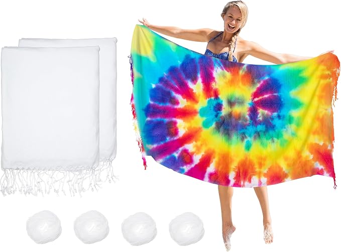 Dielianyi 2PCS Turkish Beach Towels for Tie-dye 71x39 Oversized White Beach Towel for tie dye Party Lightweight Beach Blanke for Bath Towel Travel Towels with tie dye Thread