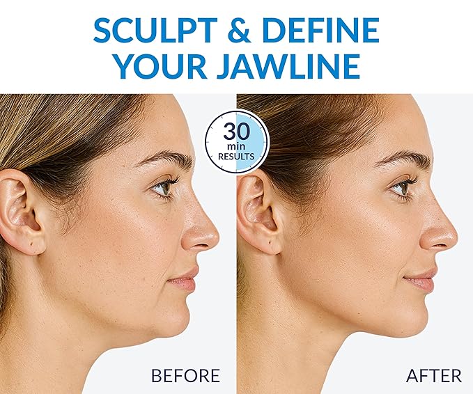 Stylia MaxiLift V-Line Lifting Collagen Face Mask - Double Chin Strap - Jawline Shaper - Neck Firming and Tightening Mask with Hyaluronic Acid & Aloe Vera - Chin Strap for Sleeping (10PC)