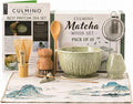 Matcha Whisk Set, Traditional 10 Pcs Set - 450ml Matcha Bowl and Whisk, Whisk Holder, Bamboo Scoop & Spoon, Matcha Sifter, Scoop Holder, Silicone Coaster, Tea Brush & Cloth – Matcha Kit for Tea Lovers