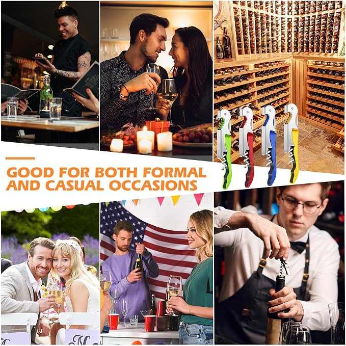 Honoson 40 Pieces Wine Opener Bulk Corkscrew Bottle Wine Key Opener Waiter Metal Heavy Beer Corkscrew Serrated Foil Cutter Key for Servers Home Restaurants Bars Waiter Bartenders (Bright Colors)