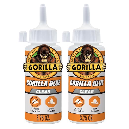 Gorilla Clear Glue, 3.75 Ounce Bottle (Pack of 2) - Crystal Clear, All Purpose, and Water Resistant