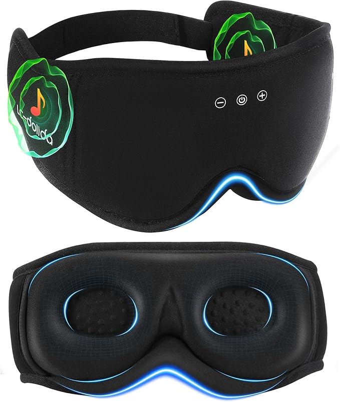 BambooCotton 3D Bluetooth Sleep Mask, LC-dolida 2026 New Sleep Headphones, Wireless Comfort, Sustainable Luxury for Better Sleep