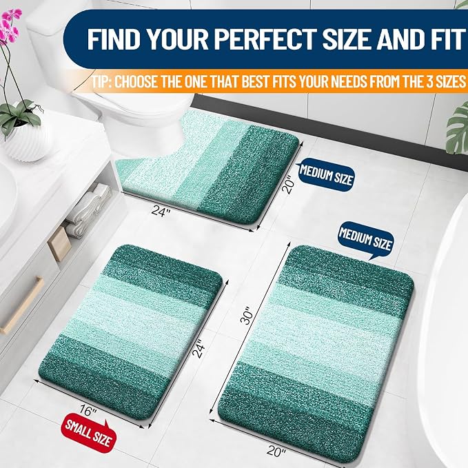 OLANLY Large Bathroom Rugs Mat 45x27, Extra Soft Absorbent Microfiber Bath Rugs, Rubber Backing, Quick Dry, Washable Bath Mat for Bathroom Floor, Tub and Shower, Home Decor Accessories, Blackish Green