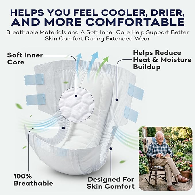 4-5xl Adult Diapers for Women and Men - 8 Bariatric Disposable Briefs with Tabs and Stretchable Side Panels - 100% Breathable with Maximum Absorbency