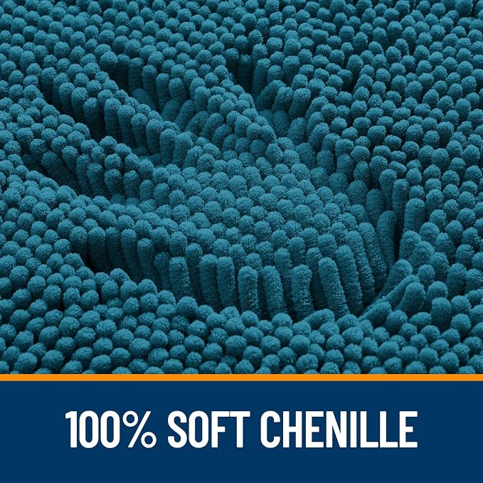 OLANLY Large Bathroom Rugs 40x32, Extra Soft Absorbent Chenille Bath Rugs, Rubber Backing Quick Dry, Machine Washable Bath Mats for Bathroom Floor, Tub and Shower, Home Decor Accessories, Peacock Blue