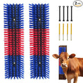 Livestock Scratch Brush With 8 Screws，Animal Back Scratching Brush for Cow,Cattle,Sheep, Horses,Pigs，Massage Grooming Tool(Blue, 2pcs)