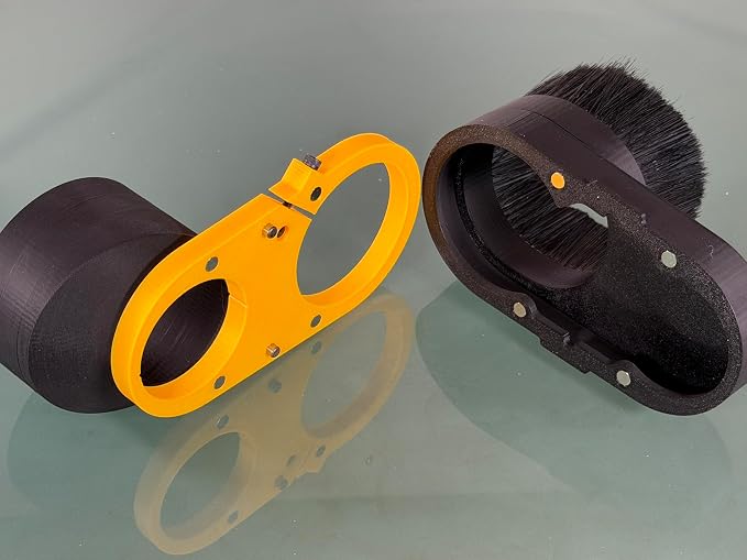 Extended Reach CNC Dust Shoe for Router/Spindle, CNC Brush Dust Boot with 4” Vacuum Port, Magnetic Quick-Release Split Base, CNC Spindle/Router Dust Collection (75mm Dia.)