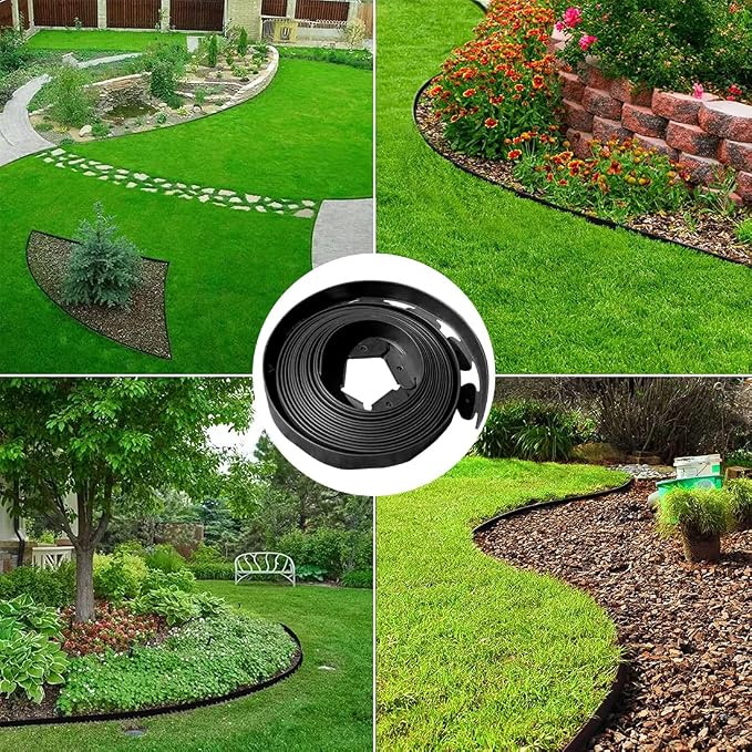 Landscape Edging 98FT,Garden Edging Borders Black [Extra Tall 4IN High] with 150pcs Plastic Stakes, Lawn Edging Flexible DIY Fence for Landscaping,Flower Bed,Grass,Gravel,Tree Surrounding
