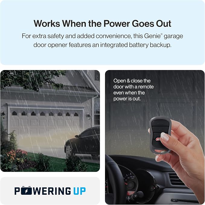 Genie 6072H-B Wall Mount Garage Door Opener with Battery Backup, Wall Mounted & Space Saving | Ultra-Quiet, Compact Space Saving Design, Battery Backup, Wireless Wall Console, 1 Remote, Operates During Power Outages